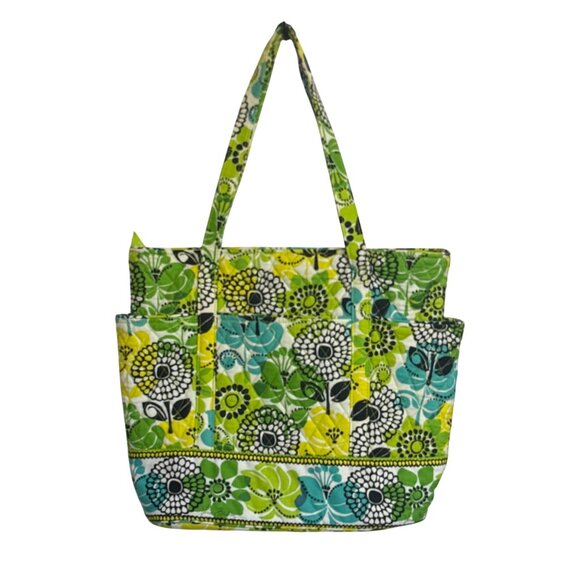 Vera Bradley Go Round Tote Bag in Retired Lime Green Pattern - Picture 3 of 8